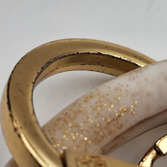 OVenture White & Gold Marbled Silicone Bracelet Key Ring With Gold Hardware READ - Picture 8 of 9